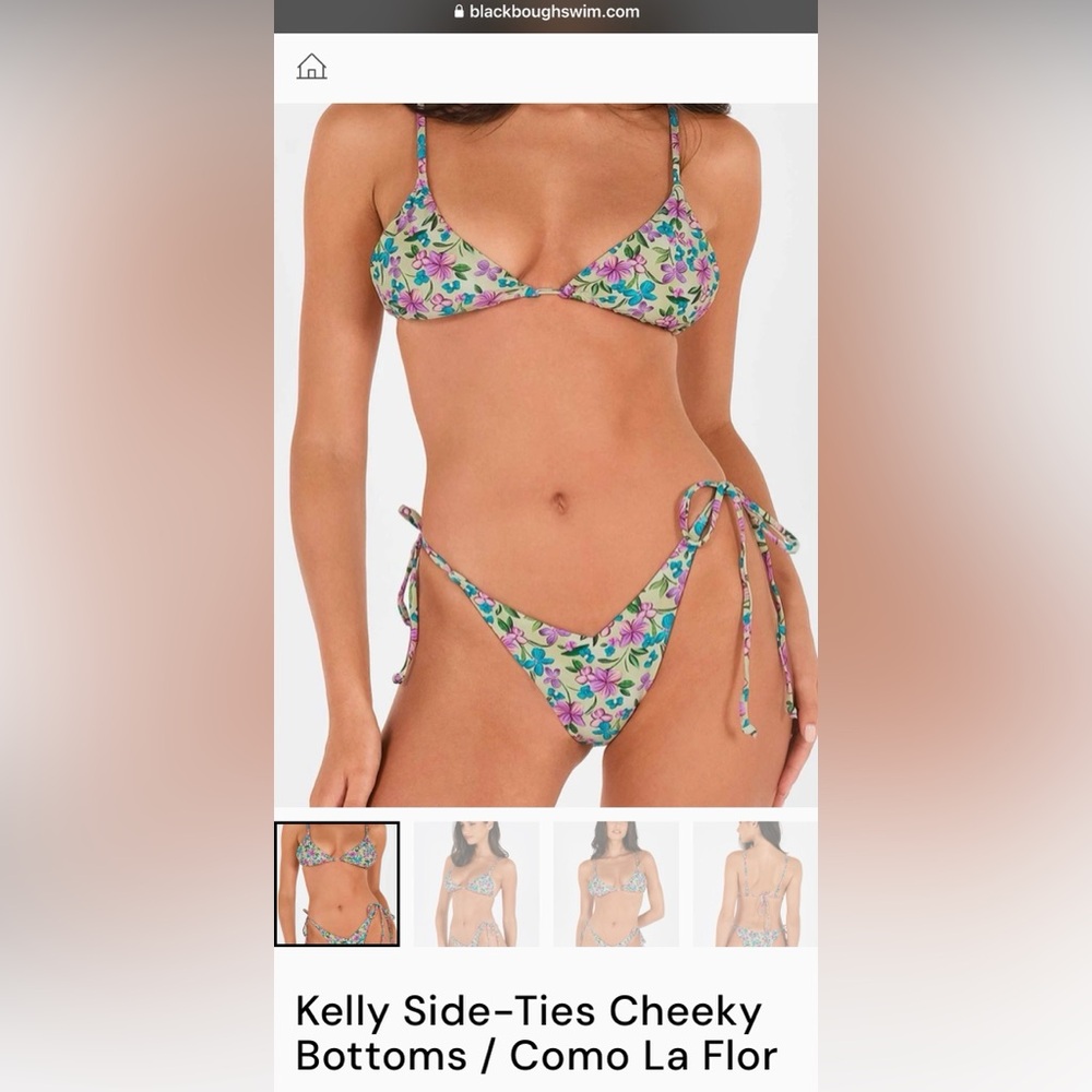 Blackbough Kelly Side-Ties Cheeky Bottoms in Como La Flor Size M
